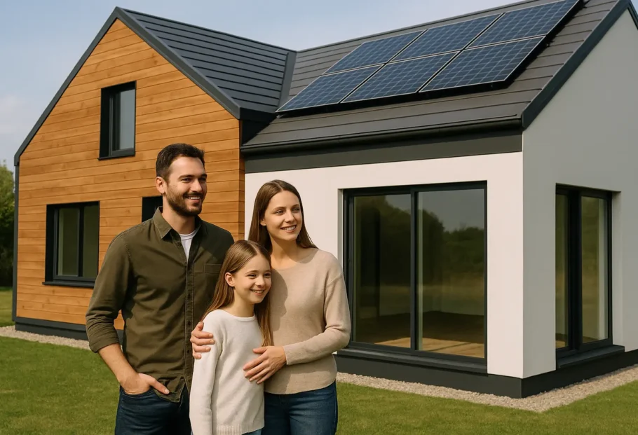Familia en casa modular
