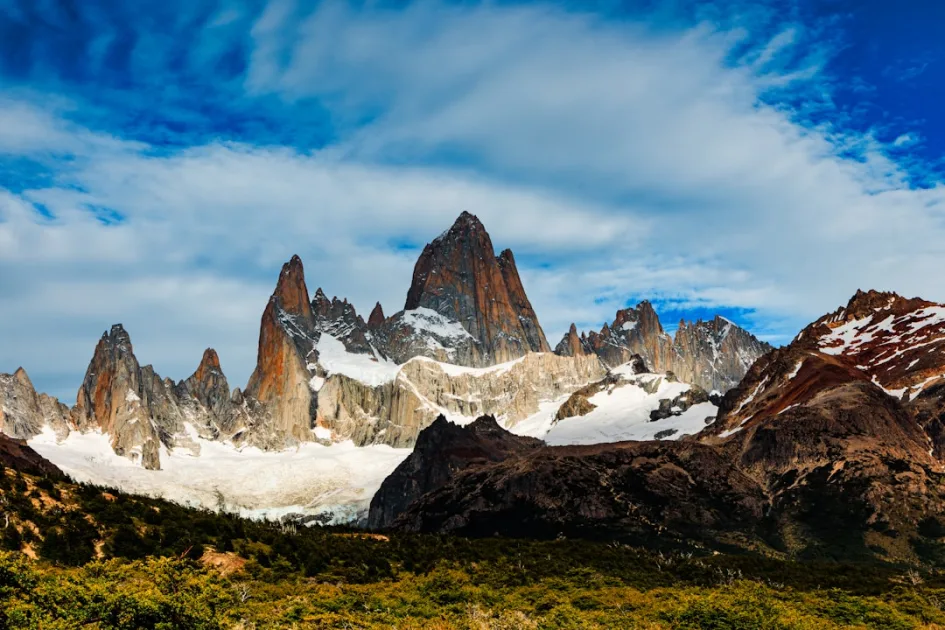 A group of mountains with snow on them