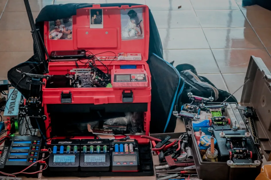 a red toolbox filled with lots of tools